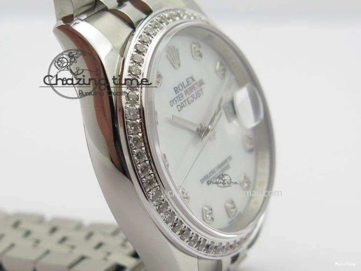 MiroTime 0216 DateJust 116234 BP Best Edition SS White MOP Dial Diamond Markers On SS Bracelet A2824 V ModernLook 3943